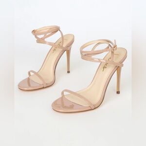 NWT Lulus “SYDD” Nude Ankle Wrap High Heel Sandals Size 11